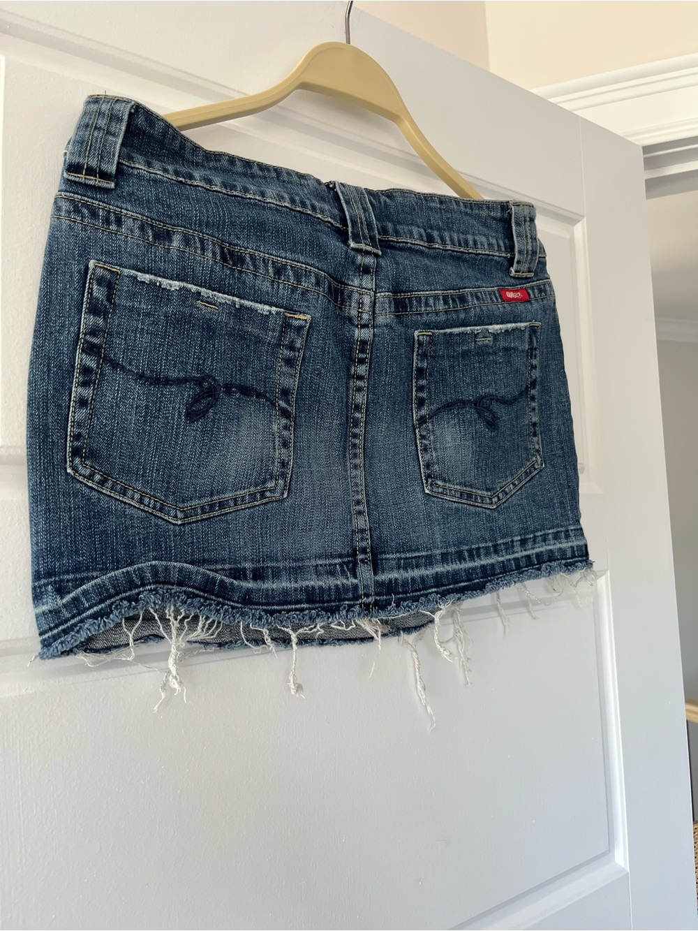 Guess Denim mini skirt with Red Logo Patch